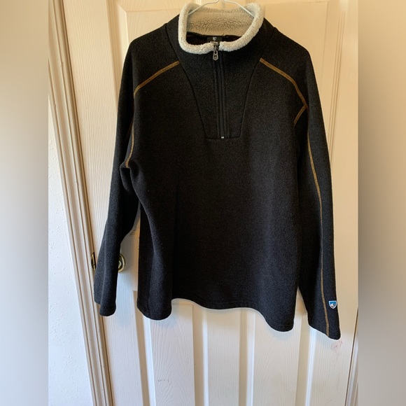 Large Kuhl Charcoal Europa Alfpaca Gold Performance fleece 1/4 Zip Sweater
